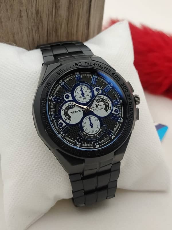 D. LON.  MEN'S WATCH.  MATTE FINISHE BLACK COLOUR. SPORTS DIAL LOOK 4