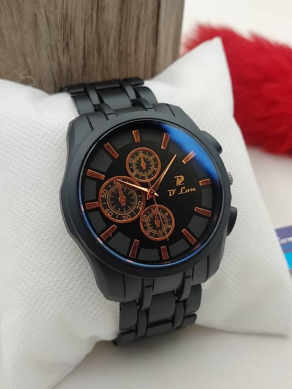 D. LON.  MEN'S WATCH.  MATTE FINISHE BLACK COLOUR. SPORTS DIAL LOOK 6