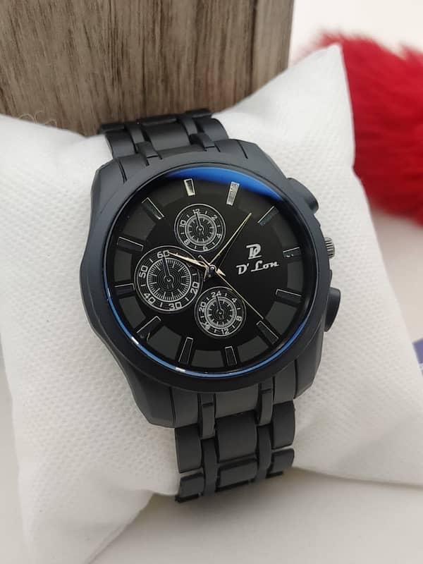 D. LON.  MEN'S WATCH.  MATTE FINISHE BLACK COLOUR. SPORTS DIAL LOOK 7