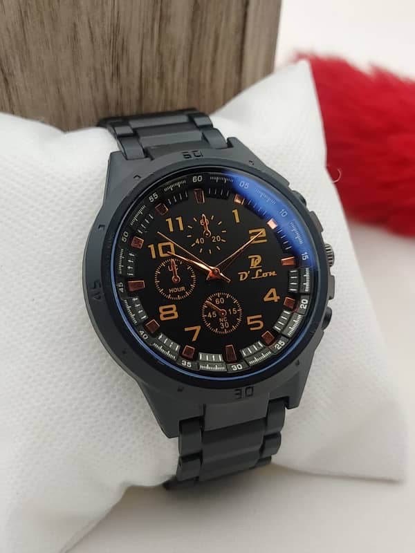 D. LON.  MEN'S WATCH.  MATTE FINISHE BLACK COLOUR. SPORTS DIAL LOOK 8