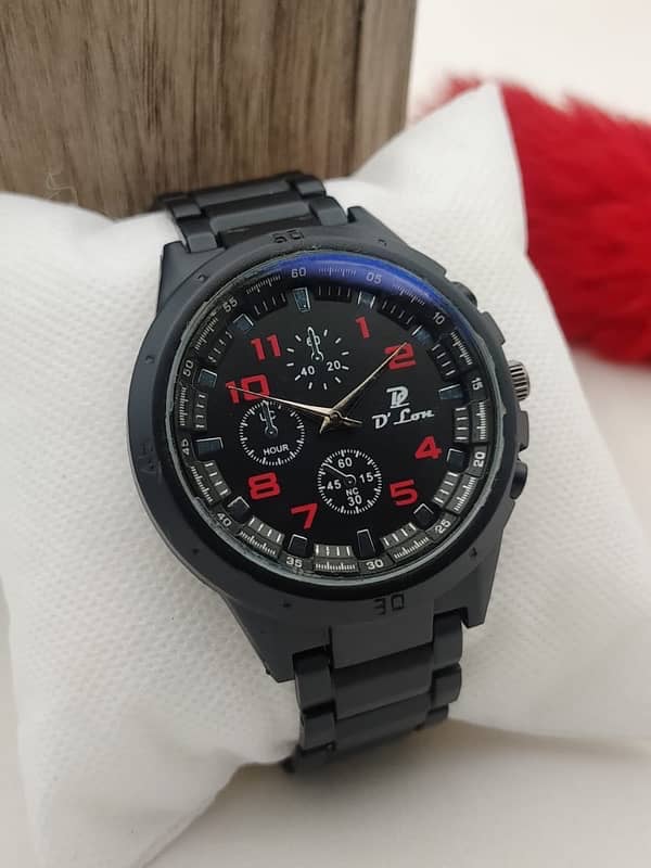 D. LON.  MEN'S WATCH.  MATTE FINISHE BLACK COLOUR. SPORTS DIAL LOOK 10