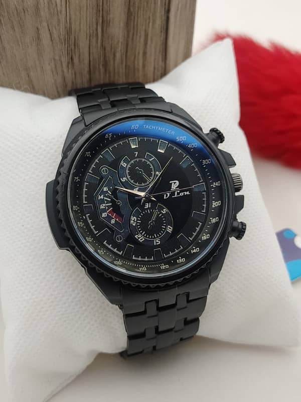 D. LON.  MEN'S WATCH.  MATTE FINISHE BLACK COLOUR. SPORTS DIAL LOOK 11