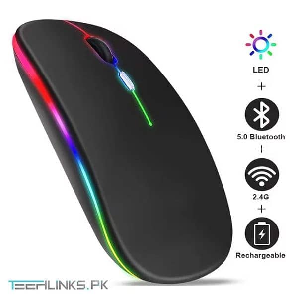 HP W10 Wireless RGB Bluetooth Rechargable Slim Mouse 0