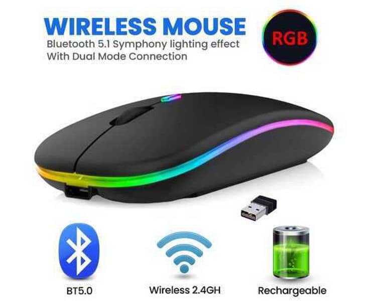 HP W10 Wireless RGB Bluetooth Rechargable Slim Mouse 3