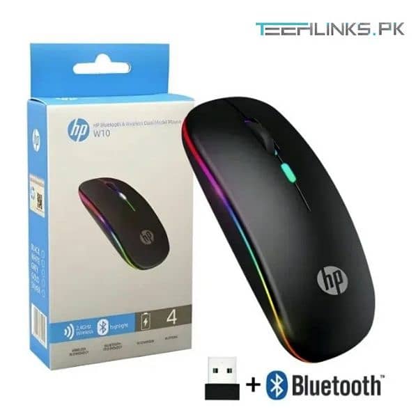 HP W10 Wireless RGB Bluetooth Rechargable Slim Mouse 8