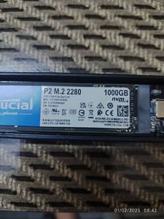 Crucial NVME Single Cut 1TB 1000GB SSD 99% Health