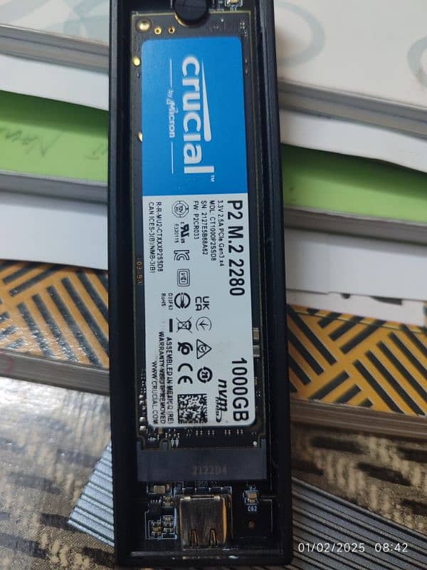 Crucial NVME Single Cut 1TB 1000GB SSD 99% Health 1