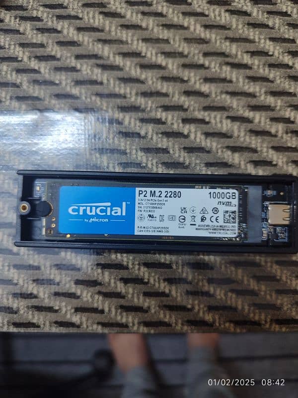 Crucial NVME Single Cut 1TB 1000GB SSD 99% Health 2