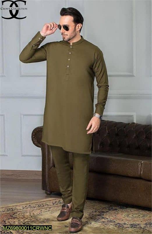 2 Pcs Men's Stitched Wash And Wear Plain Suit Cash on delivery free 1