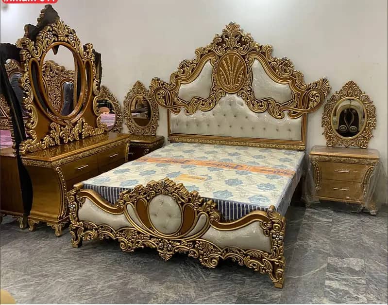 bed set - king size bed - double bed - poshish bed - bed - side table 13