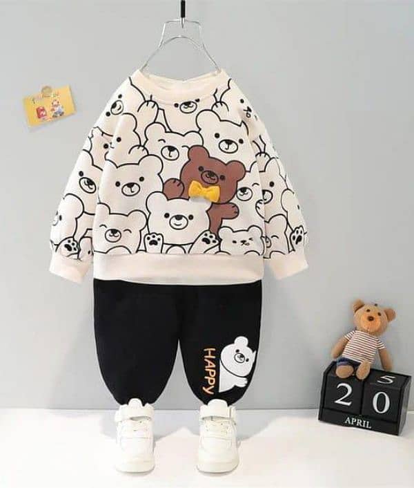 2 pcs boy,s fleece printde sweatshirt tracksuir 0