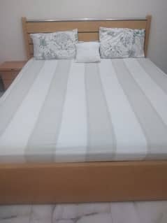 King size bed frame without mattress for sale with side table