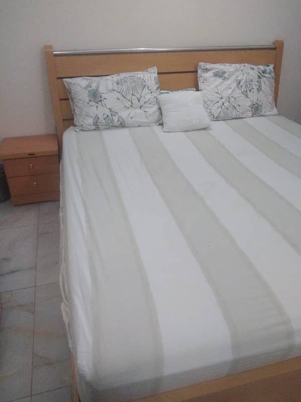 King size bed frame with mattress for sale with side table 4