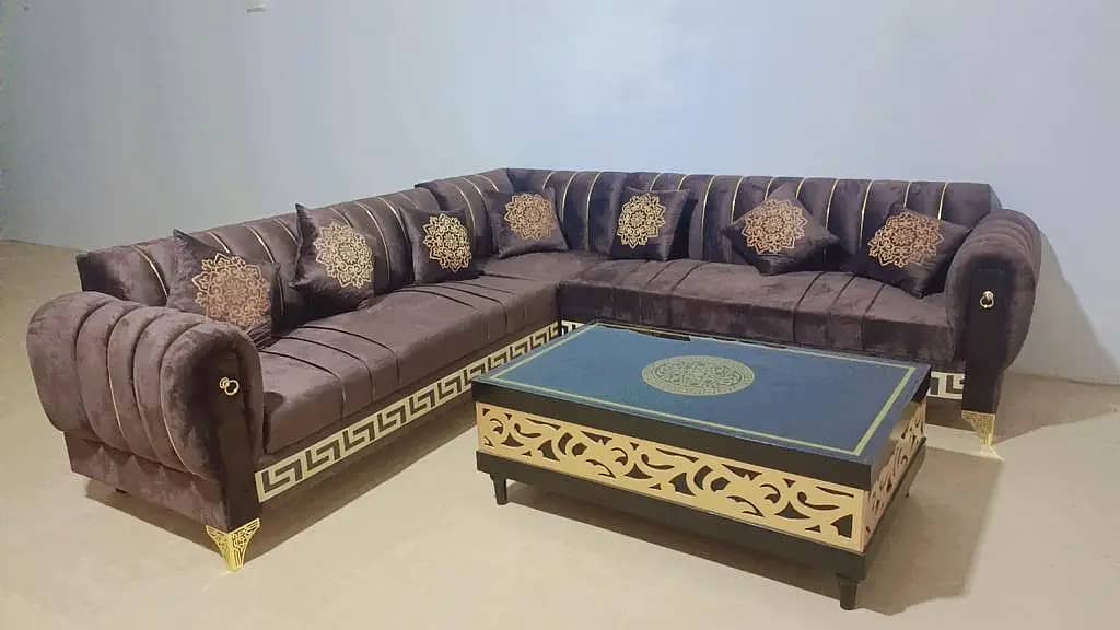 sofa set - L shape sofa - Wooden sofa - Velvet sofa - Luxury sofa 0