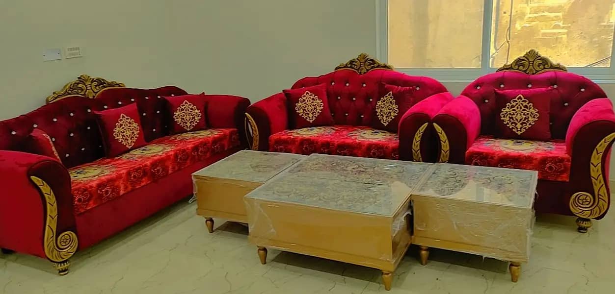 sofa set - L shape sofa - Wooden sofa - Velvet sofa - Luxury sofa 0