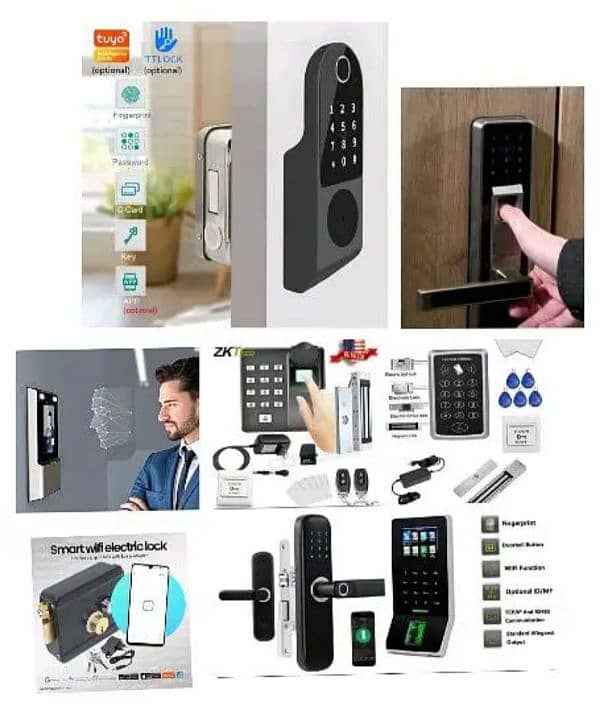 smart fingerprint handle electric door lock access control system 0