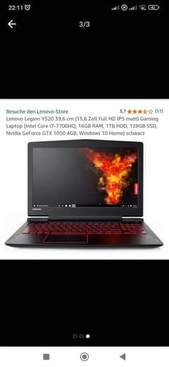 Lenovo Y 520 Gaming PC i7 7th Generation Orignal German