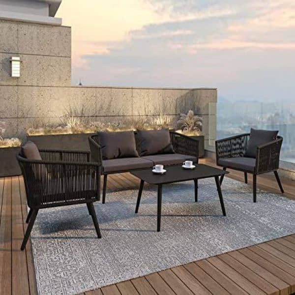 4 Seater Roop Set/Rattan sofa set/L-Shape/Outdoor Chairs/Lawn set 15