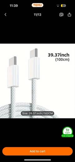 Original AAA Plus Type C to C Apple IPhone Charging Data Cable Braided