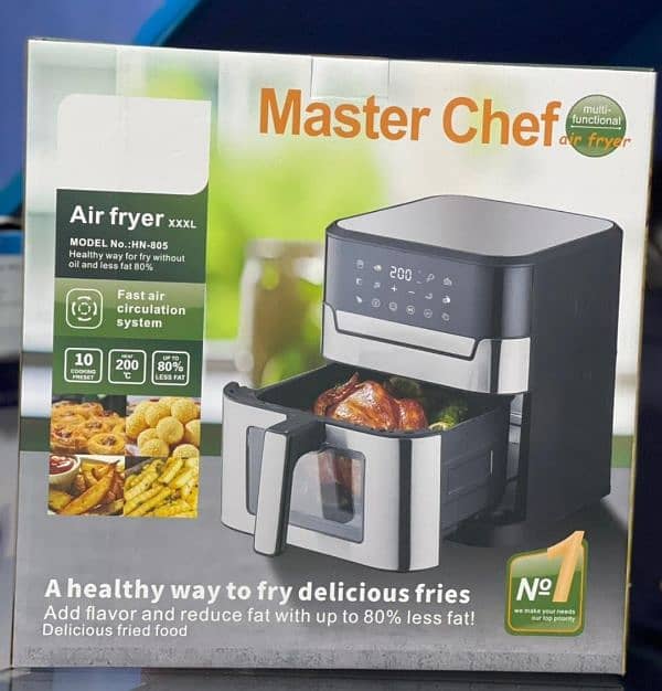 Air Fryer Master Chef 8 litres steel panel 1