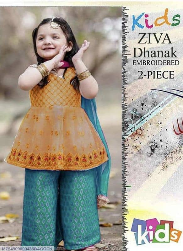 2pc girls Dhanak Embroidery Unstitched suit 0