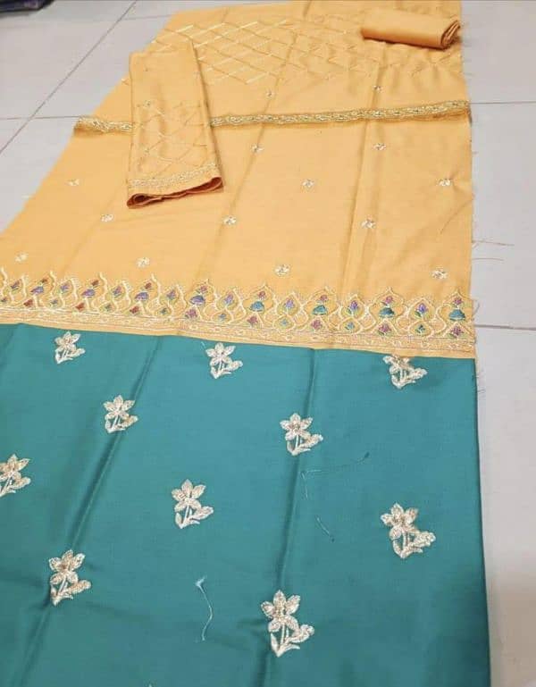 2pc girls Dhanak Embroidery Unstitched suit 1