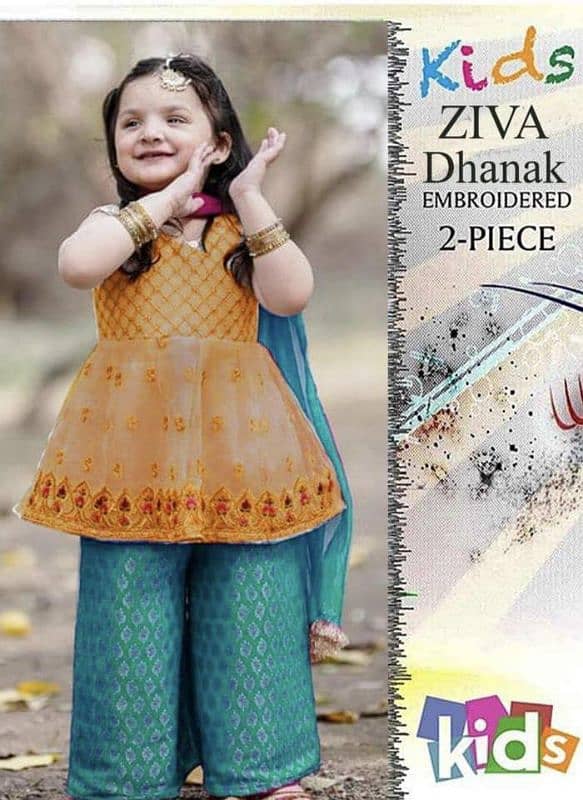 2pc girls Dhanak Embroidery Unstitched suit 2