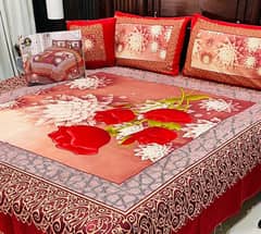 4 Pcs Crystal Cotton Printed Double Bedsheet   03358543104