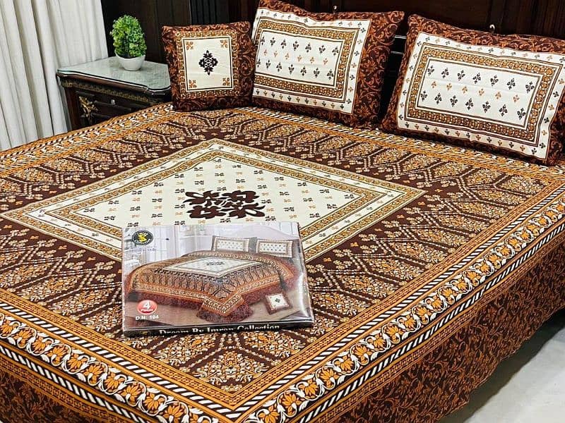 4 Pcs Crystal Cotton Printed Double Bedsheet   03358543104 2