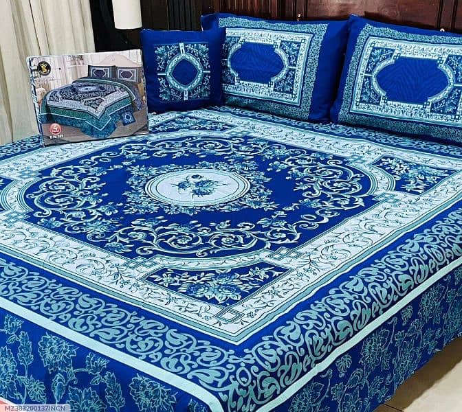 4 Pcs Crystal Cotton Printed Double Bedsheet   03358543104 4