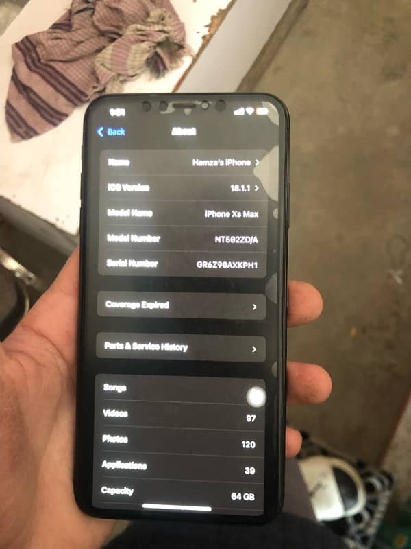 XS MAX, no pta, 78% heath, 64GB, Panel Changed, Back Crack 8