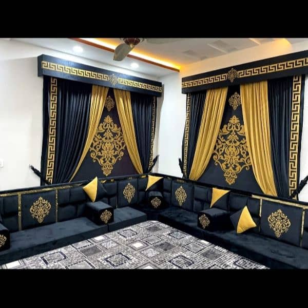 Arabic majlis// simple majles/ sofa poshish/ furniture/ wall designer 5