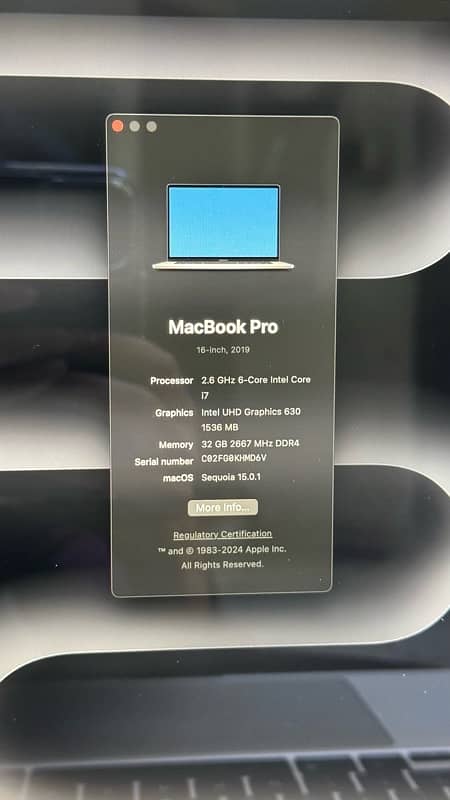 Macbook Pro 2019 16inch 32GB SsD512 4GB card 7