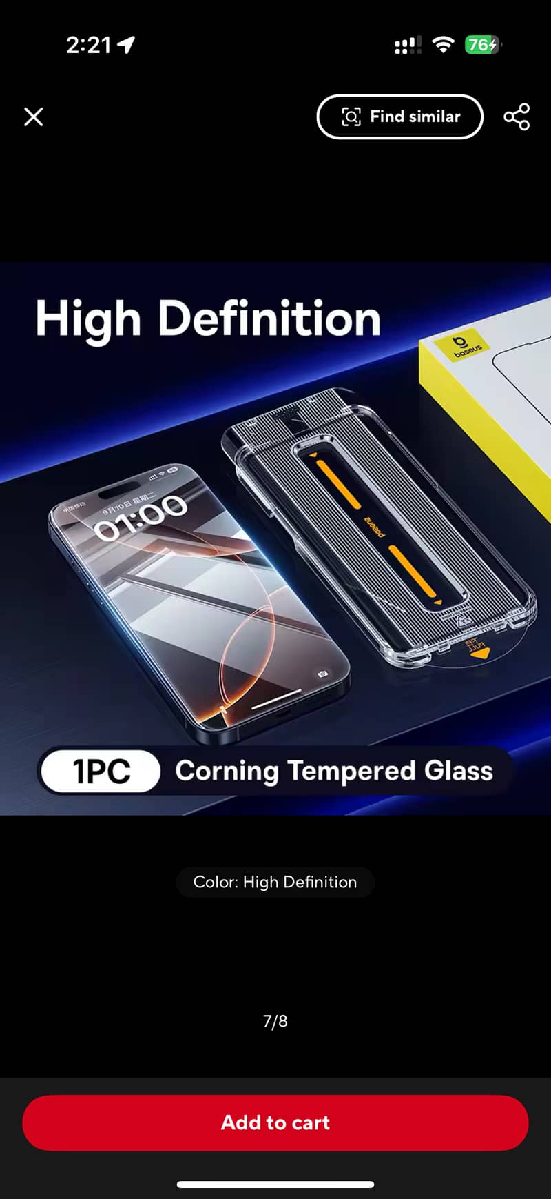 Baseus Screen Protector for iPhone 16 Pro Corning Tempered Glass 3