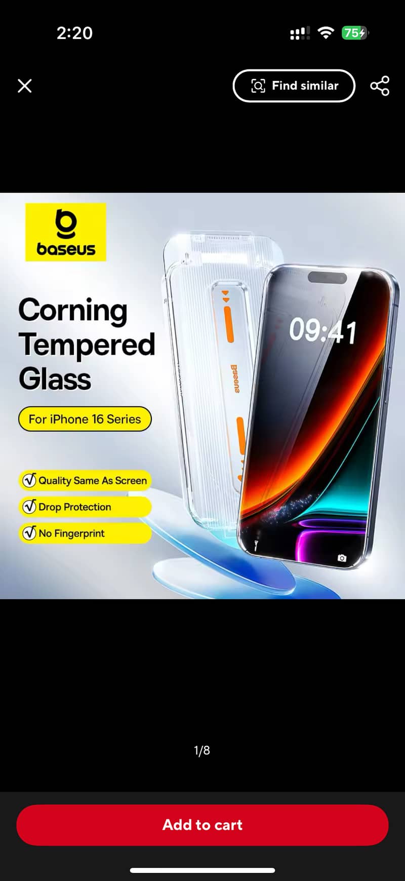 Baseus Screen Protector for iPhone 16 Pro Corning Tempered Glass 5