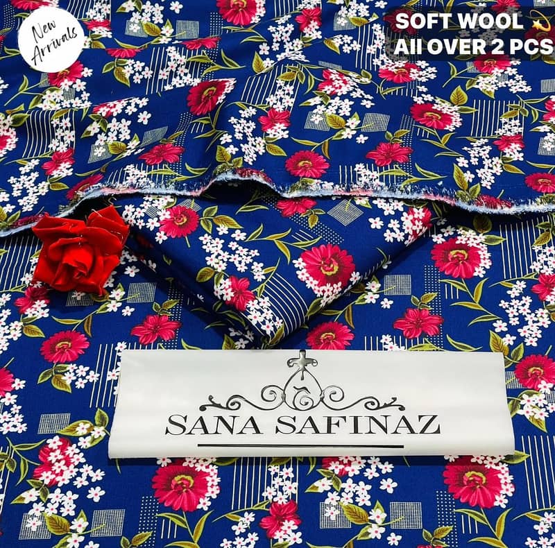 SANA SAFINAZ | Soft Wool | 2pc Polyester Wool | Floral Print Category 1