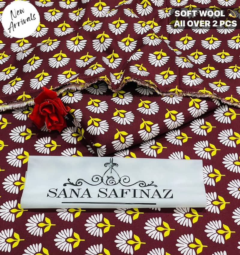 SANA SAFINAZ | Soft Wool | 2pc Polyester Wool | Floral Print Category 3