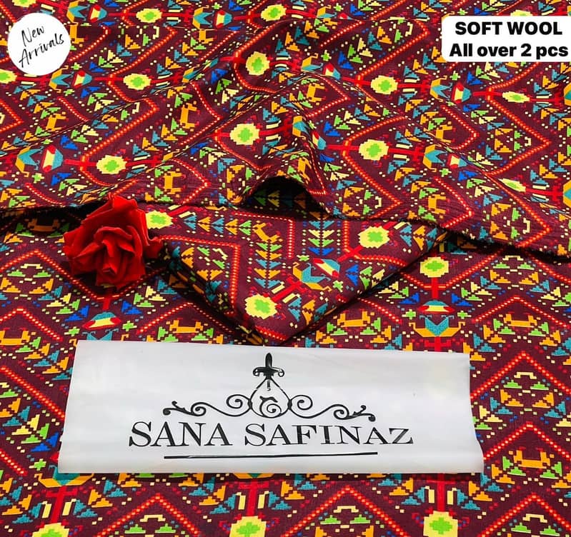 SANA SAFINAZ | Soft Wool | 2pc Polyester Wool | Floral Print Category 14