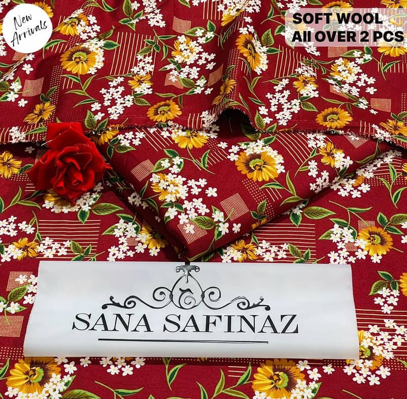 SANA SAFINAZ | Soft Wool | 2pc Polyester Wool | Floral Print Category 18