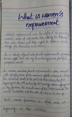 Handwriting assignment work