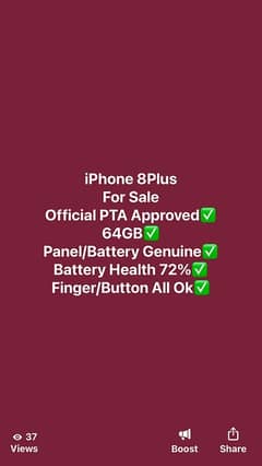 Iphone 8 plus urgent sale