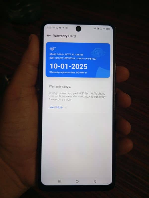infinix note 30 8+8/256 in warranty 2