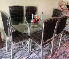 6 chairs iron dinning Table