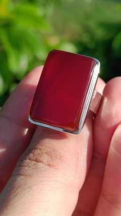 Yemeni Aqeeq best quality 100% natural pure chandi ring Yemeni red