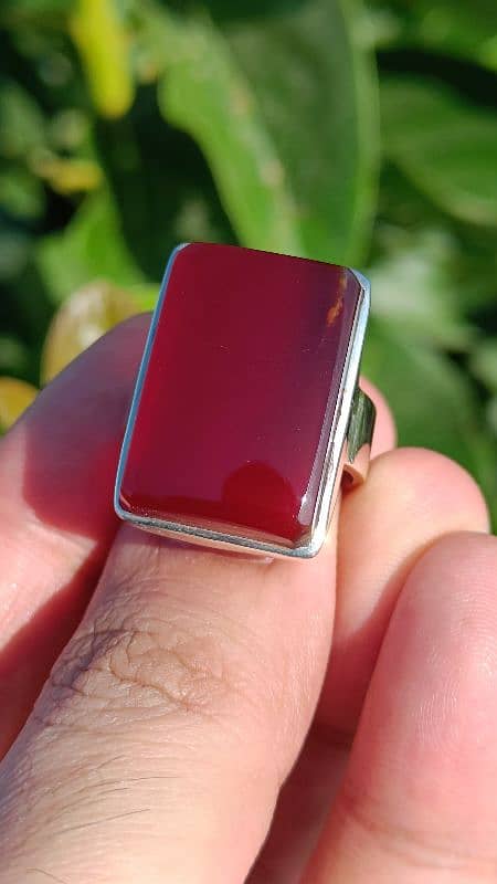 Yemeni Aqeeq best quality 100% natural pure chandi ring Yemeni red 2