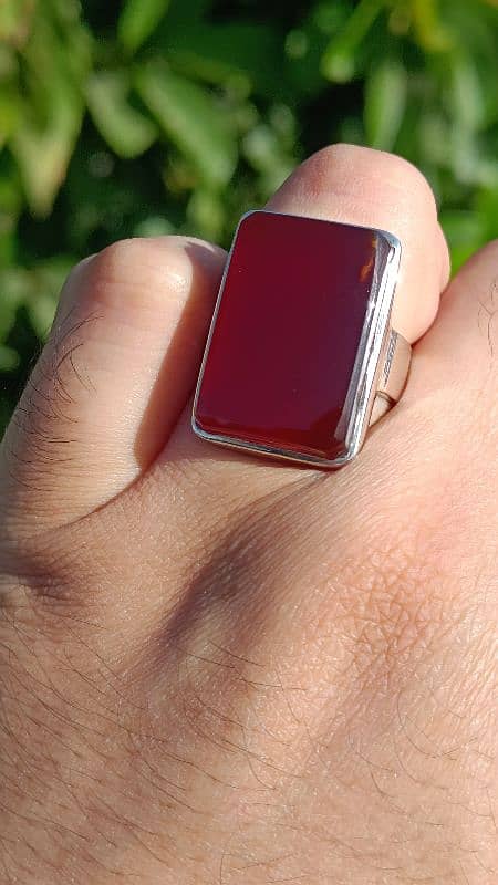 Yemeni Aqeeq best quality 100% natural pure chandi ring Yemeni red 3