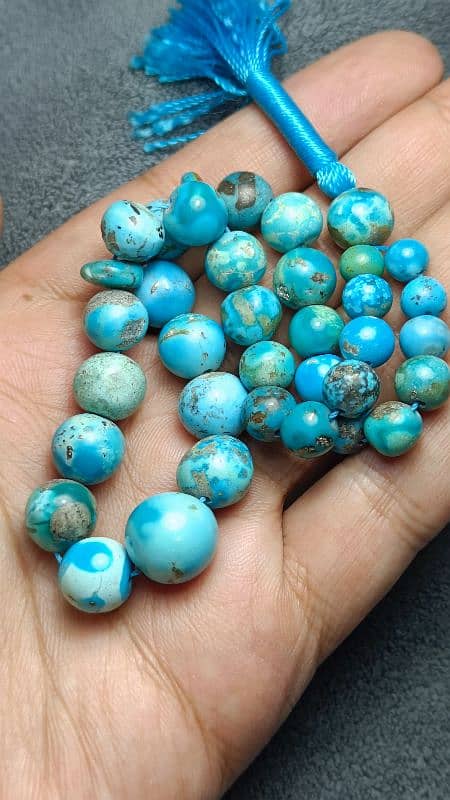 Blue Turquoise Feroza tasbeeh natural real irani feroza beads tasbeeh 1