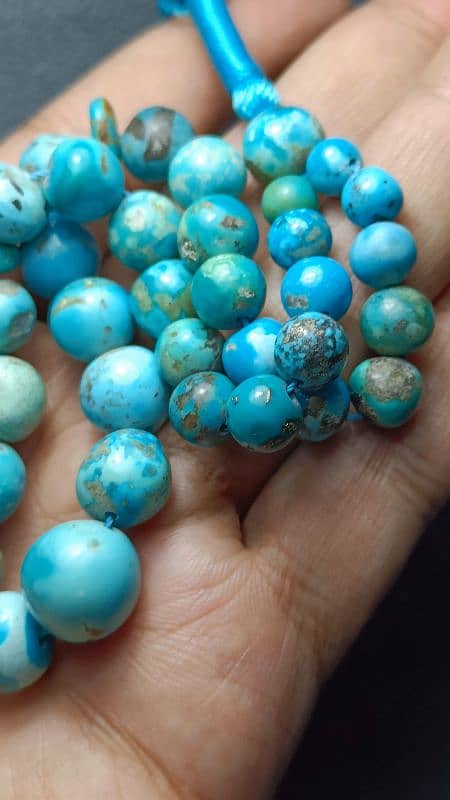 Blue Turquoise Feroza tasbeeh natural real irani feroza beads tasbeeh 2