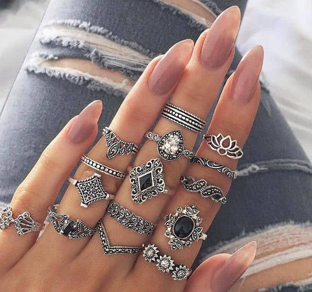 15 Pcs Trendy Rings Set For Girls 0