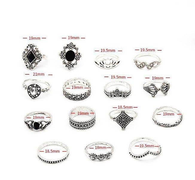 15 Pcs Trendy Rings Set For Girls 1